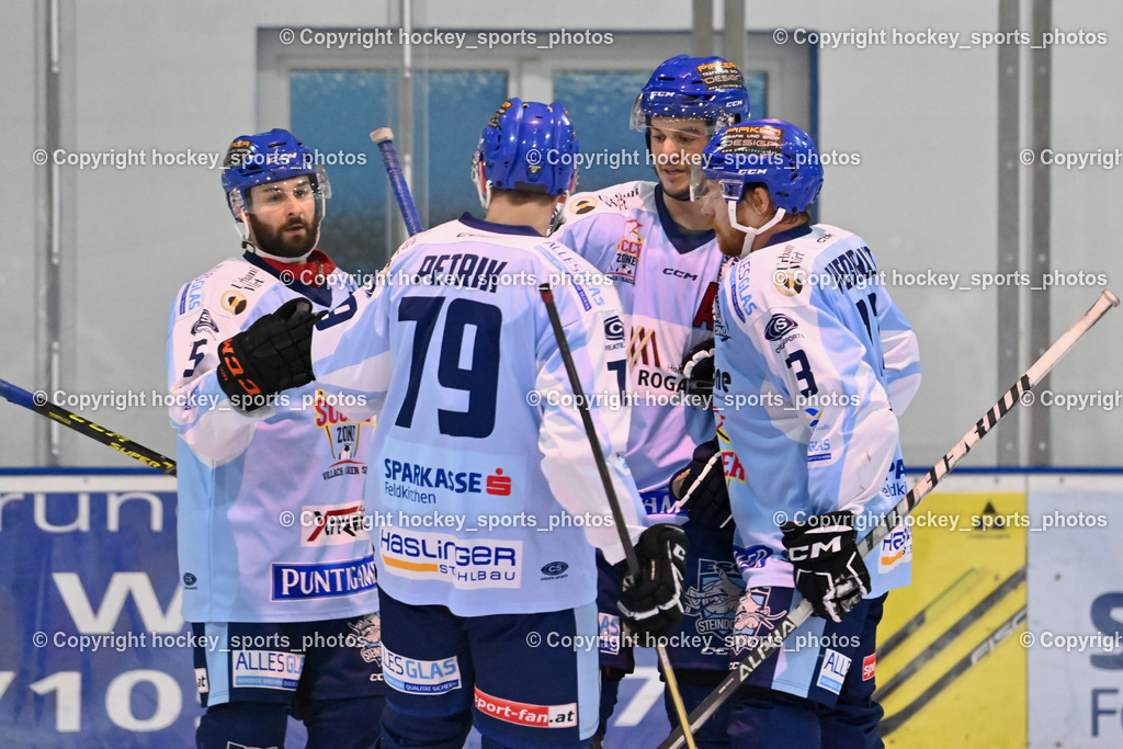 ESC Steindorf vs. HC Kufstein Dragons 25.2.2023 | Jubel ESC Steindorf Mannschaft, #79 Petrik Benjamin, #15 Gasser Daniel, #28 Bacher Stefan