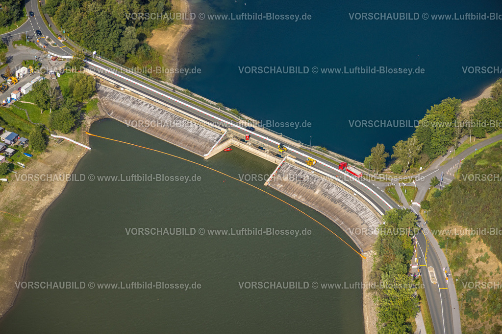 Sundern230905375 | Luftbild, Vorbecken Sorpetalsperre, Seebrücke Seestraße, Amecke, Sundern, Sauerland, Nordrhein-Westfalen, Deutschland