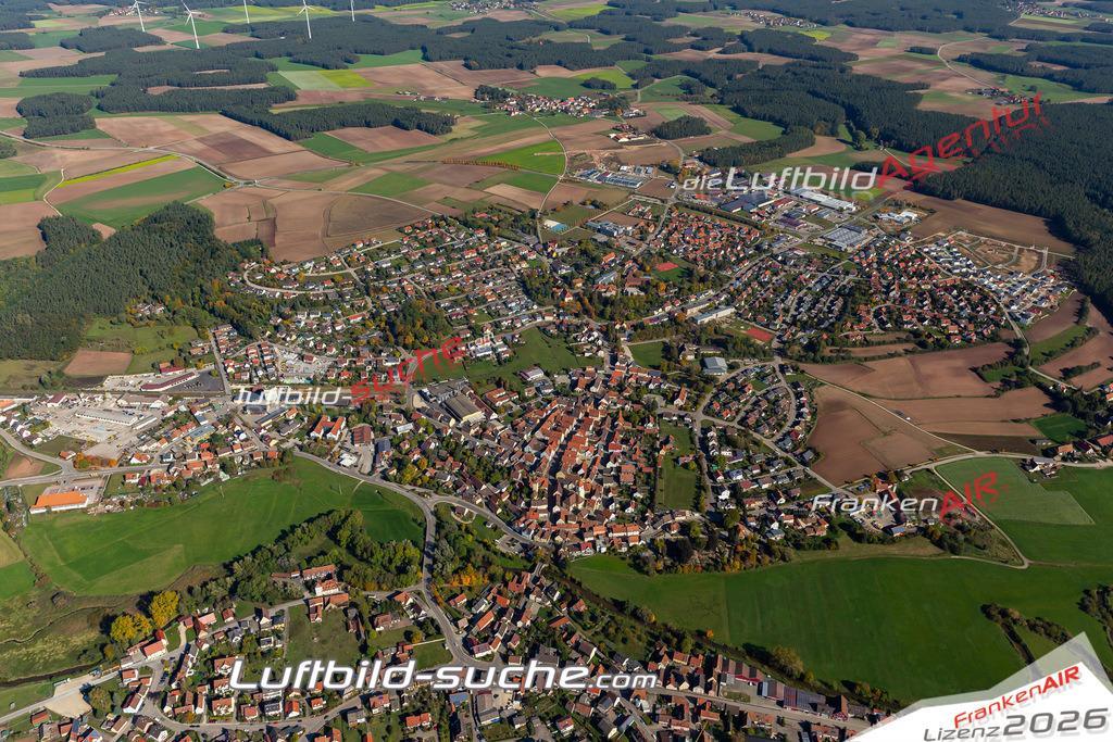 aktuelles Luftbild von  Windsbach - Luftaufnahme wurde 2019 von https://frankenair.de mittels Flugzeug (keine Drohne) erstellt.