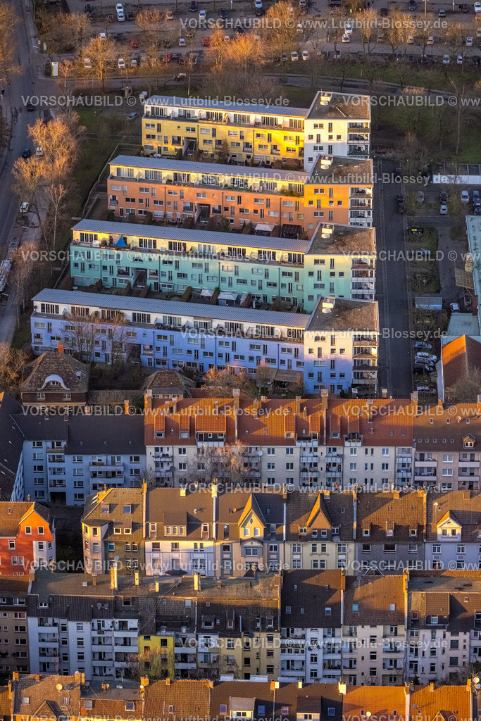 Dortmund230202927 | Luftbild, Wohnsiedlung Schützenstraße Ecke Immermannstraße, Reihenhäuser, Hafen, Dortmund, Ruhrgebiet, Nordrhein-Westfalen, Deutschland