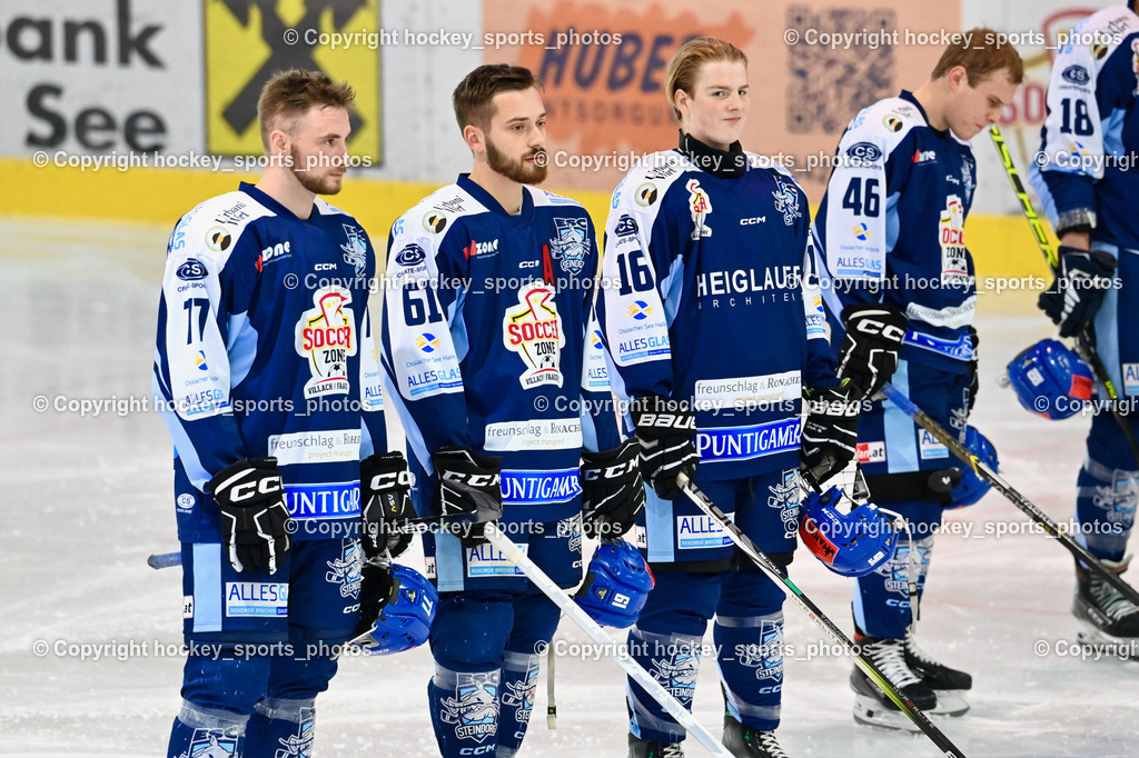 ESC Steindorf vs. EHC Althofen | #77 Wuntschek Manuel ESC Steindorf, #61 Friedrich Daniel ESC Steindorf, #16 Frieser Alexander ESC Steindorf,#46 Maurer Julian ESC Steindorf, ESC Steindorf vs. EHC Althofen, ESC Steindorf vs. EHC Alhofen am 03.03.2024 in Steindorf (Ossiachersee Halle), Austria, (Photo by Bernd Stefan)