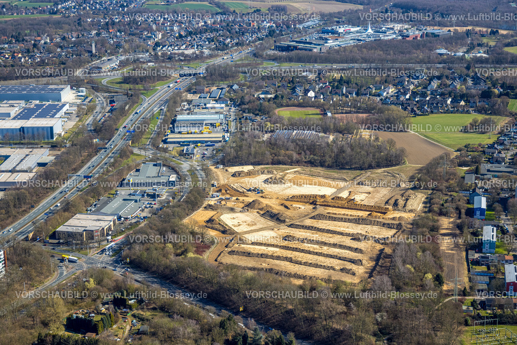 Bochum250301723 | Luftbild, Baufläche Auf dem Hohen Felde am Harpener Hellweg, Kornharpen-Voede-Abzweig, Bochum, Ruhrgebiet, Nordrhein-Westfalen, Deutschland