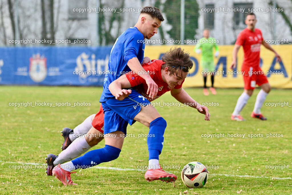 KAC 1909 vs. Union Matrei | #19 Alexander Maximinian Bergmann KAC 1909, #17 Enrico Sebastian Schubert Union Matrei, KAC 1909 vs. Union Matrei, KAC 1909 vs. Union Matrei am 21.03.2026 in Klagenfurt (Sportplatz KAC), Austria, (Photo by Bernd Stefan)