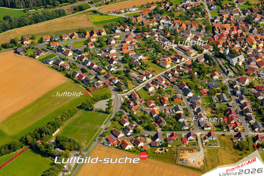 Das Luftbild zeigt : Rottershausen Oerlenbach - Die Luftaufnahme wurde 2024 vom UL-Flugzeug aus erstellt ( keine Drohne ) - Hochauflösende Luftaufnahme - Für grossformatige Ausdrucke geeignet. Die Geschenkidee !Mit Lizenz und Bildrechte bestellbar
