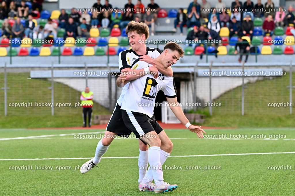 SV Spittal vs. SAK | #10 Adrian Steurer SV Spittal, #22 Max Steinthaler SV Spittal, Jubel SV Spittal, SV Spittal vs. SAK, SV Spittal vs. SAK am 24.05.2024 in Spittal an der Drau (Goldeck Stadion), Austria, (Photo by Bernd Stefan)