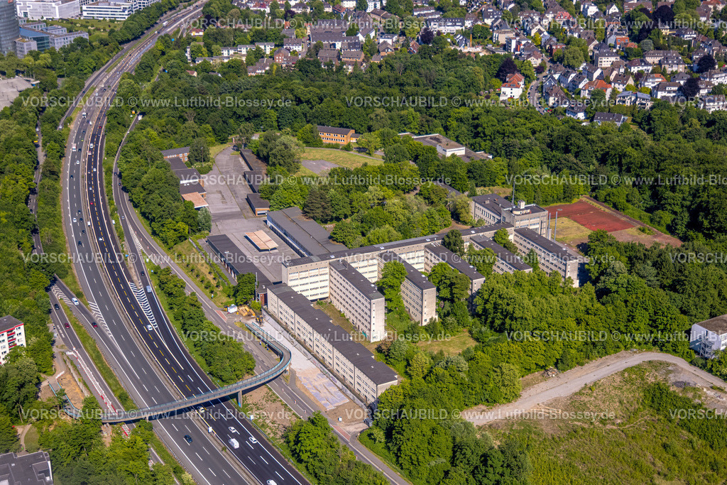 Essen250508366 | Luftbild, ehemalige Polizeischule Norbertstraße Ecke Lührmannstraße an der Autobahn A52, Essen-Bredeney, Essen, Ruhrgebiet, Nordrhein-Westfalen, Deutschland