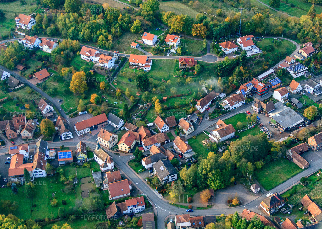 Luftbild: Grünheckstr in Erlenbach bei Dahn im Bundesland Rheinland-Pfalz in Deutschland. Foto: IMG_53947.jpg vom 20.10.2012 durch Werner Riehm/FLY-FOTO.deAuflösung des Originals: 4446 x 3168 px