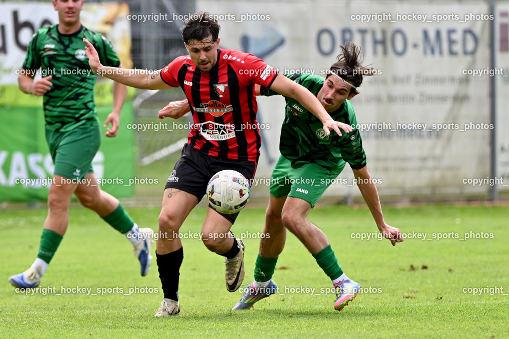 ATUS Nötsch vs. SC Landskron | #99 Lucas Mosser ATUS Nötsch, #20 Luca Schuppe SC Landskron, ATUS Nötsch vs. SC Landskron, ATUS Nötsch vs. SC Landskron am 26.07.2025 in Nötsch (Dobratsch Arena), Austria, (Photo by Bernd Stefan)