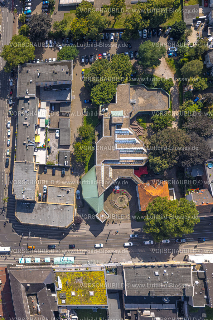 Gelsenkirchen240807948GE-Nord | Luftbild, Kunstmuseum Gelsenkirchen, Geschäftshäuser an der Breddestraße, Buer, Gelsenkirchen, Ruhrgebiet, Nordrhein-Westfalen, Deutschland