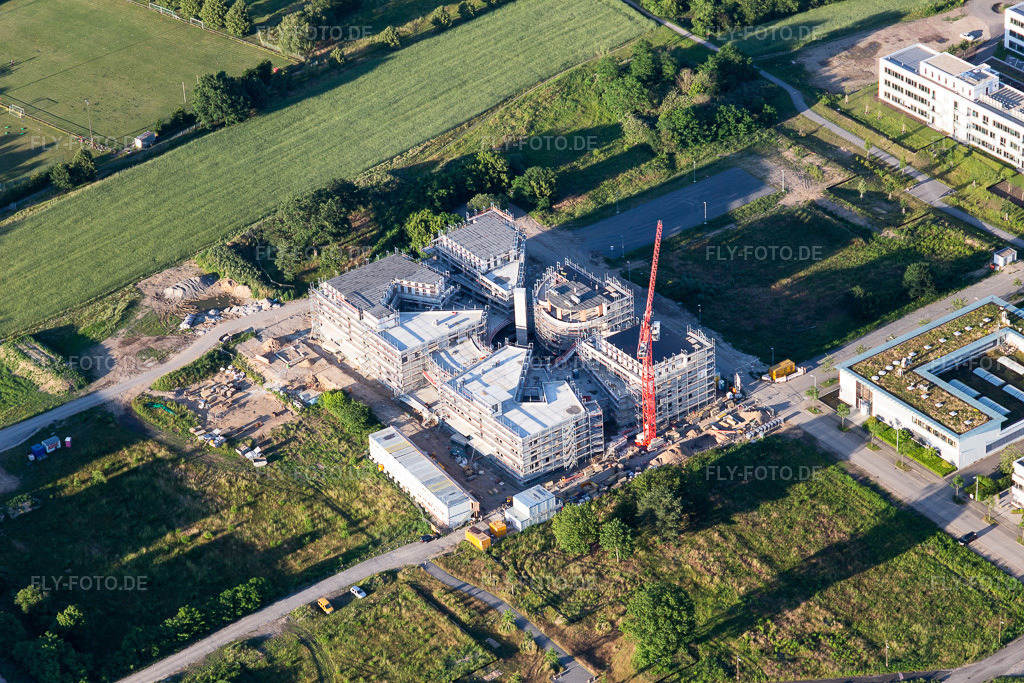 Luftbild: Baustelle des LTC - Linder Technologie Campus in der Wilhelm-Schickard-Straße im Technologiepark Karlsruhe im Ortsteil Rintheim in Karlsruhe im Bundesland Baden-Württemberg in Deutschland. Foto: IMG_115190.jpg vom 13.06.2019 durch Werner Riehm/FLY-FOTO.de