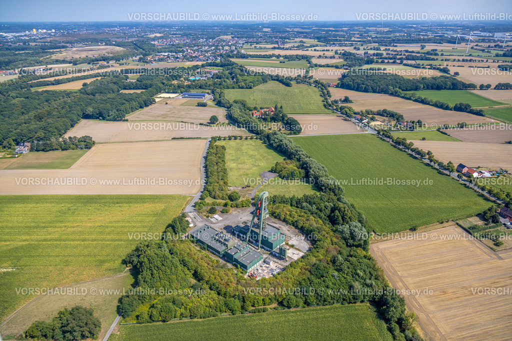 Hamm220809320HerringenPelkum | Luftbild, Schacht Lerche mit Förderturm, An der Barbecke, Pelkum, Hamm, Ruhrgebiet, Nordrhein-Westfalen, Deutschland