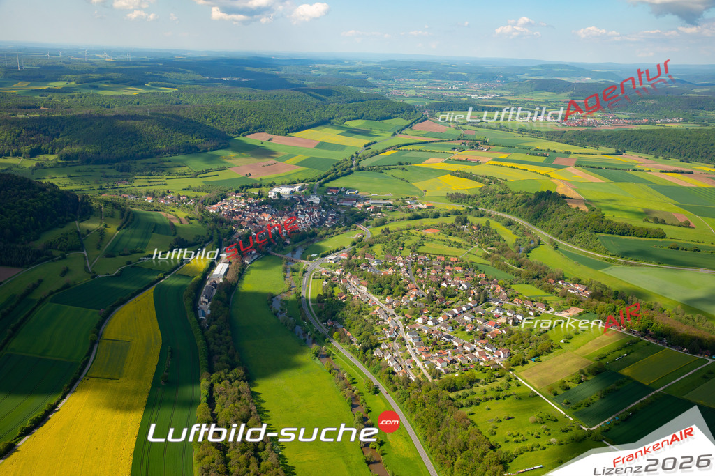 Das Luftbild zeigt :  Euerdorf - Die Luftaufnahme wurde 2024 vom UL-Flugzeug aus erstellt ( keine Drohne ) - Hochauflösende Luftaufnahme - Für grossformatige Ausdrucke geeignet. Die Geschenkidee !Mit Lizenz und Bildrechte bestellbar