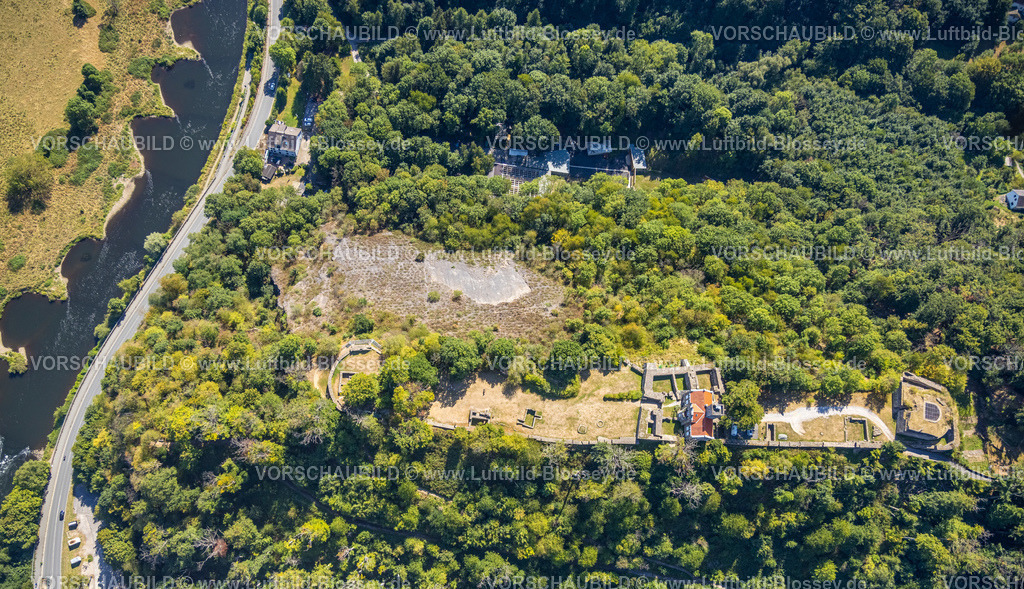 Hattingen220807625 | Luftbild, Isenburg (auch Burg Isenberg), Landhaus Custodis, Burgruine, Niederbonsfeld, Hattingen, Ruhrgebiet, Nordrhein-Westfalen, Deutschland