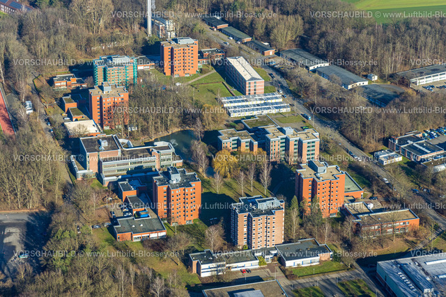 Selm230205260Bork | Luftbild, Hochhaussiedlung Am Kesselhaus und Carl-Sievering-Straße, Polizeibehörde IPA-HAUS Selm / Bork, Polizeischule, Bork, Selm, Münsterland, Nordrhein-Westfalen, Deutschland