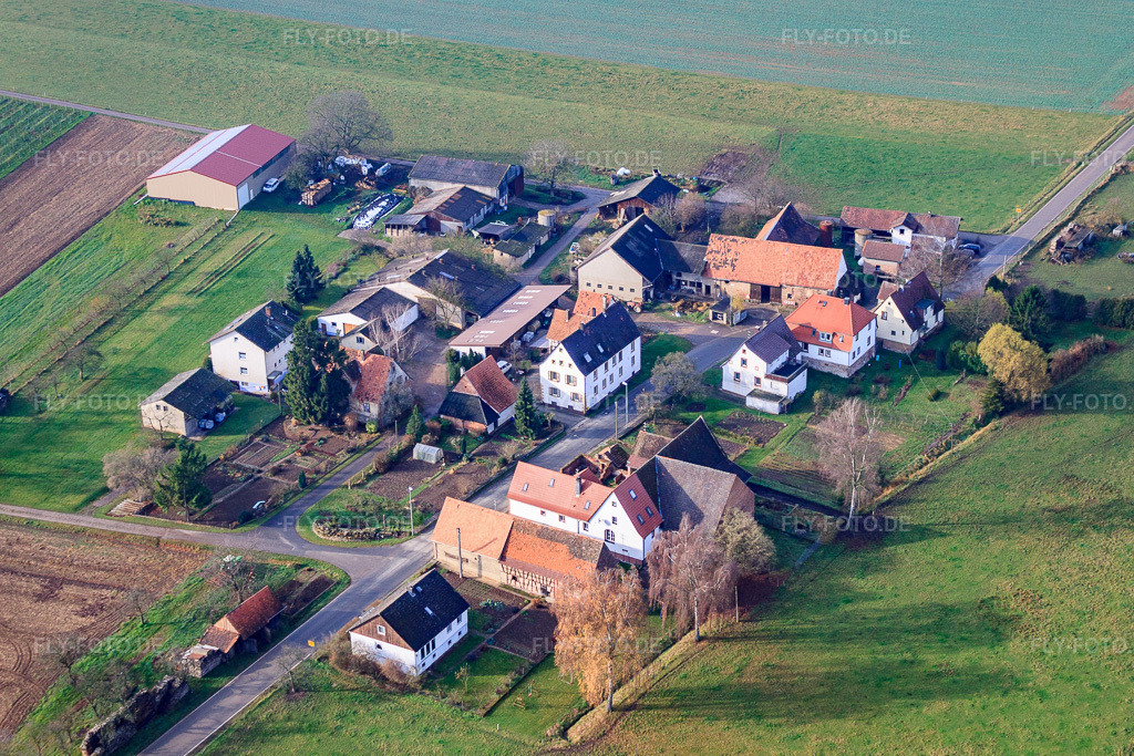 Luftbild: Ortsansicht von Nordosten im Ortsteil Deutschhof in Kapellen-Drusweiler im Bundesland Rheinland-Pfalz in Deutschland.Foto: IMG_35565.jpg vom 20.11.2010 durch Werner Riehm/FLY-FOTO.deAuflösung des Originals: 4647 x 3098 px