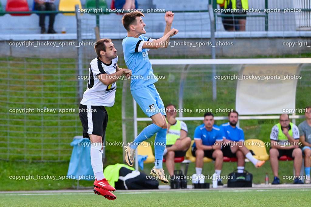 SV Spittal vs. SVG Bleiburg | #40 Anton Peric SV Spittal, #28 Deniz Yilmaz SVG Bleiburg, SV Spittal vs. SVG Bleiburg, SV Spittal vs. SVG Bleiburg am 14.08.2024 in Spittal an der Drau (Goldeck Stadion), Austria, (Photo by Bernd Stefan)