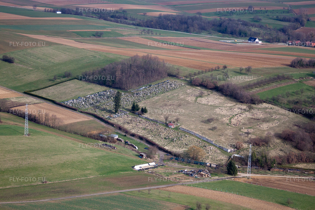 Vue aérienne: Vue de la ville à Buswiller dans le département Bas Rhin, France. Photo: IMG_38620.jpg prise le 20/03/2011 par Werner Riehm/FLY-FOTO.eu – Résolution de l'original: 4752 x 3168 px
