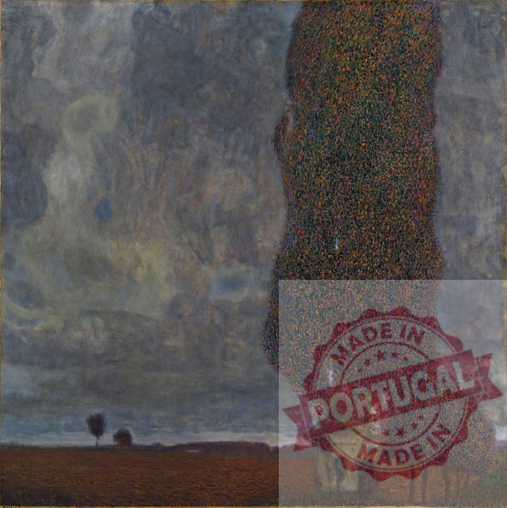 Gustav klimt Gustav Klimt's Large Poplar II oil painting landscape | Tall poplar tree dominating a Pointillism autumn landscape under a cloudy sky - Realisiert mit Pictrs.com