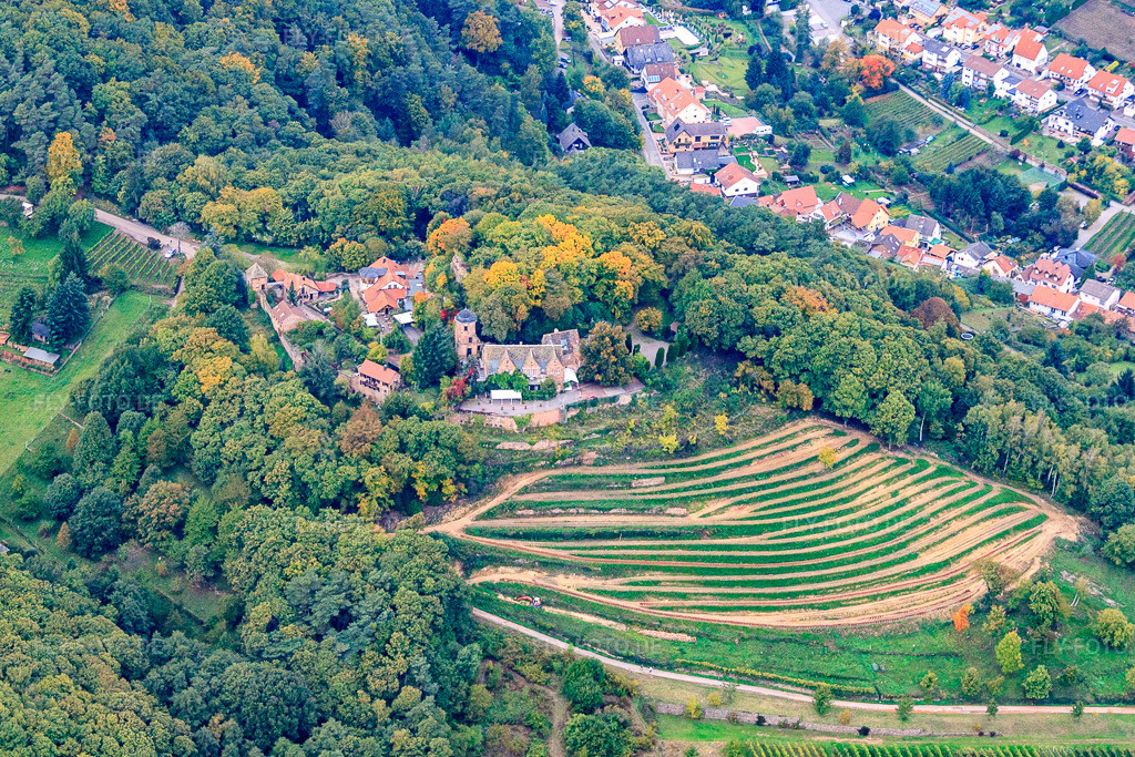 Luftbild: Schloss Kropsburg und Burgschänke an der Kropsburg im Ortsteil SaintMartin in Sankt Martin im Bundesland Rheinland-Pfalz in Deutschland.Foto: IMG_60062.jpg vom 08.10.2013 durch Werner Riehm/FLY-FOTO.deHier entsteht eine neueÜber uns - burgschaenke-kropsburgs Webseite!