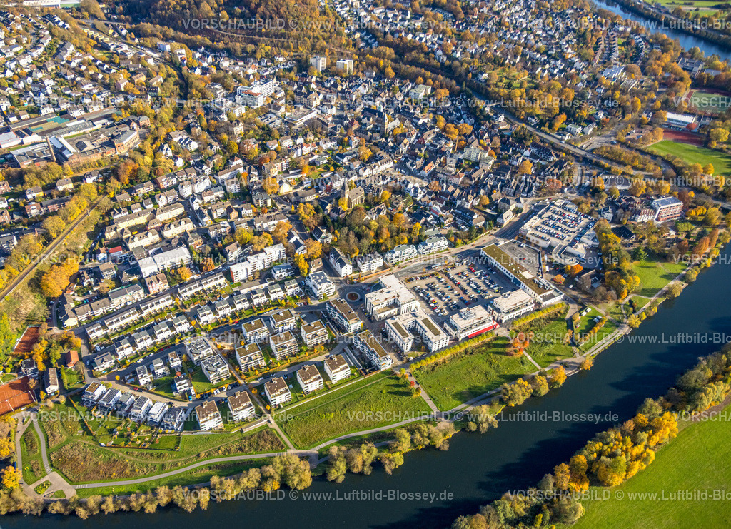 Herdecke251104485 | Luftbild, Ortsansicht und Quartier Ruhr-Aue am Fluss Ruhr, herbstliche Bäume, Herdecke, Ruhrgebiet, Nordrhein-Westfalen, Deutschland