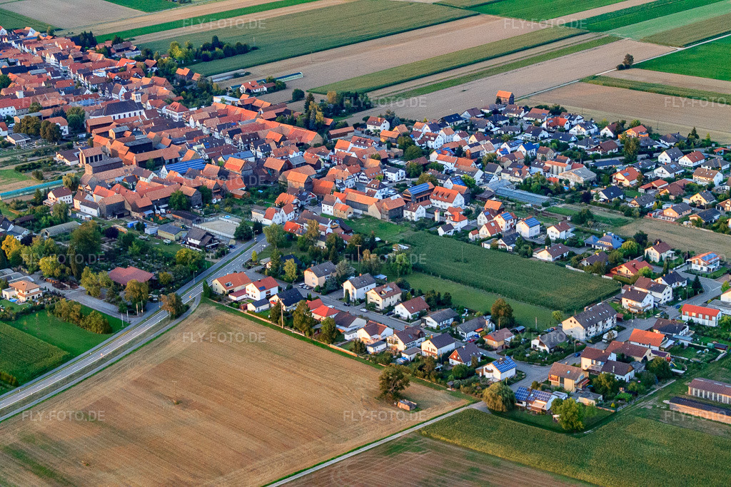 Luftbild: Ringstr im Ortsteil Hayna in Herxheim im Bundesland Rheinland-Pfalz in Deutschland. Foto: IMG_43946.jpg vom 02.08.2011 durch Werner Riehm/FLY-FOTO.deAuflösung des Originals: 4272 x 2848 px