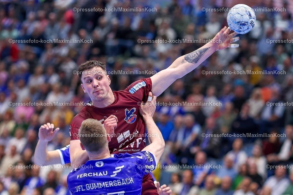 Gum25042501016 | 25.04.2025, Handball, HBL, VfL Gummersbach - 1. VfL Potsdam, Schwalbe-Arena: Jannek Klein (VfL Potsdam #17) 