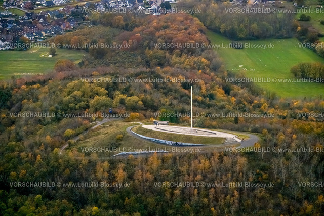 Bergkamen231103511 | Luftbild, Halde Großes Holz, Bergehalde und Landschaftsbauwerk mit Wandergebiet, im Herbstwald mit herbstlichen Laubbäumen, Weddinghofen, Bergkamen, Ruhrgebiet, Nordrhein-Westfalen, Deutschland