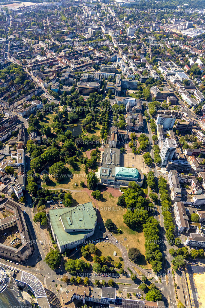 Essen220807137 | Luftbild, Aalto-Theater Essen, Philharmonie Essen, Neubau-Komplex mit Wohnturm Huyssenallee, Essen, Ruhrgebiet, Nordrhein-Westfalen, Deutschland