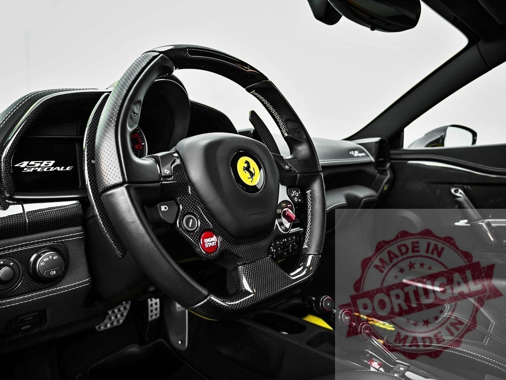 Ferrari 458 Speciale carbon fiber interior detail | Ferrari 458 Speciale steering wheel and dashboard showing luxury and exclusive design - Realisiert mit Pictrs.com
