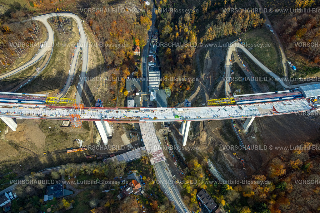 Luedenscheid251102271_A45 | Luftbild, Großbaustelle der Rahmedetalbrücke der Autobahn A.45, Brückenabriß und Ersatzbau, Gevelndorf, Lüdenscheid, Sauerland, Nordrhein-Westfalen, Deutschland