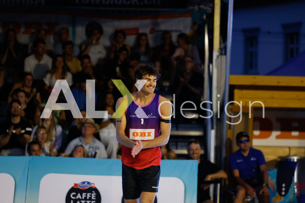 Obi BeachTour 2026 - Basel | BASEL, SWITZERLAND - JULY 17: DANIEL ALLEMANN (SUI) during the Obi BeachTour 2026 match between DILLIER / FLÜCKIGER (SUI) and ALLEMANN / LEFFLER (SUI) at Barfüsserplatz on July 17, 2026 in Basel, Switzerland. - Realisiert mit Pictrs.com