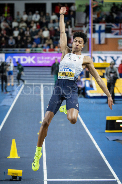 World Athletics Indoor Championships Kujawy Pomorze 26, 22.03.2026 | TORUN, POLAND - MARCH 22:  Mattia FURLANI (ITA) competes in the men's long jump during the World Athletics Indoor Championships Kujawy Pomorze 26 on day 3 / session 2 at Kujawsko-Pomorska Arena Torun on March 22, 2026 in Torun, Poland. 