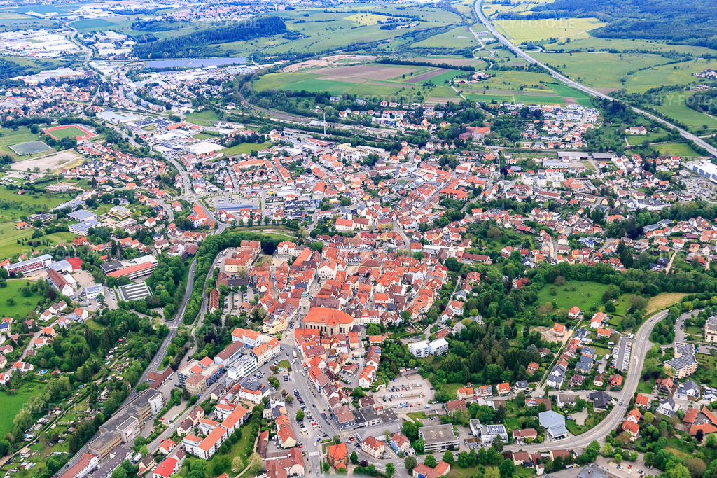 Luftbild: Altstadt in Hechingen im Bundesland Baden-Württemberg in Deutschland. Foto: IMG_114693.jpg vom 31.05.2019 durch Werner Riehm/FLY-FOTO.de