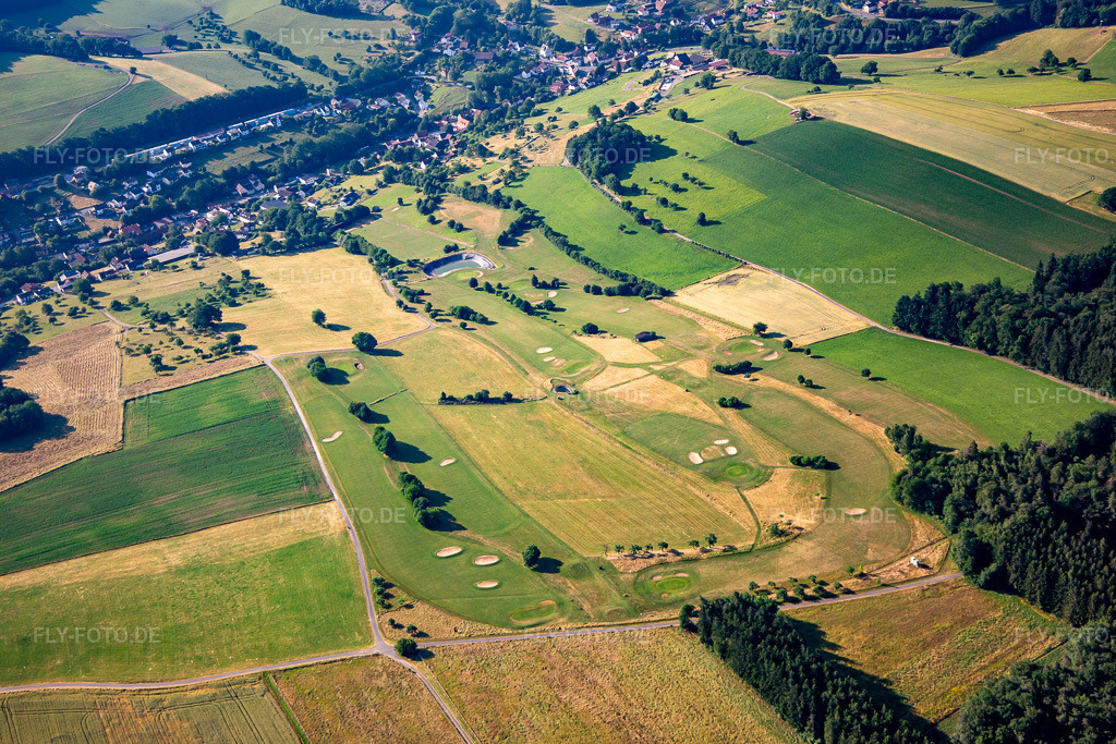 Luftbild: Golf- und Landclub Buchenhof Hetzbach e. V. im Ortsteil Hetzbach in Oberzent im Bundesland Hessen in Deutschland. Foto: IMG_137037.jpg vom 24.06.2023 durch Werner Riehm/FLY-FOTO.deWWW.GOLFCLUB-BUCHENHOF.DE