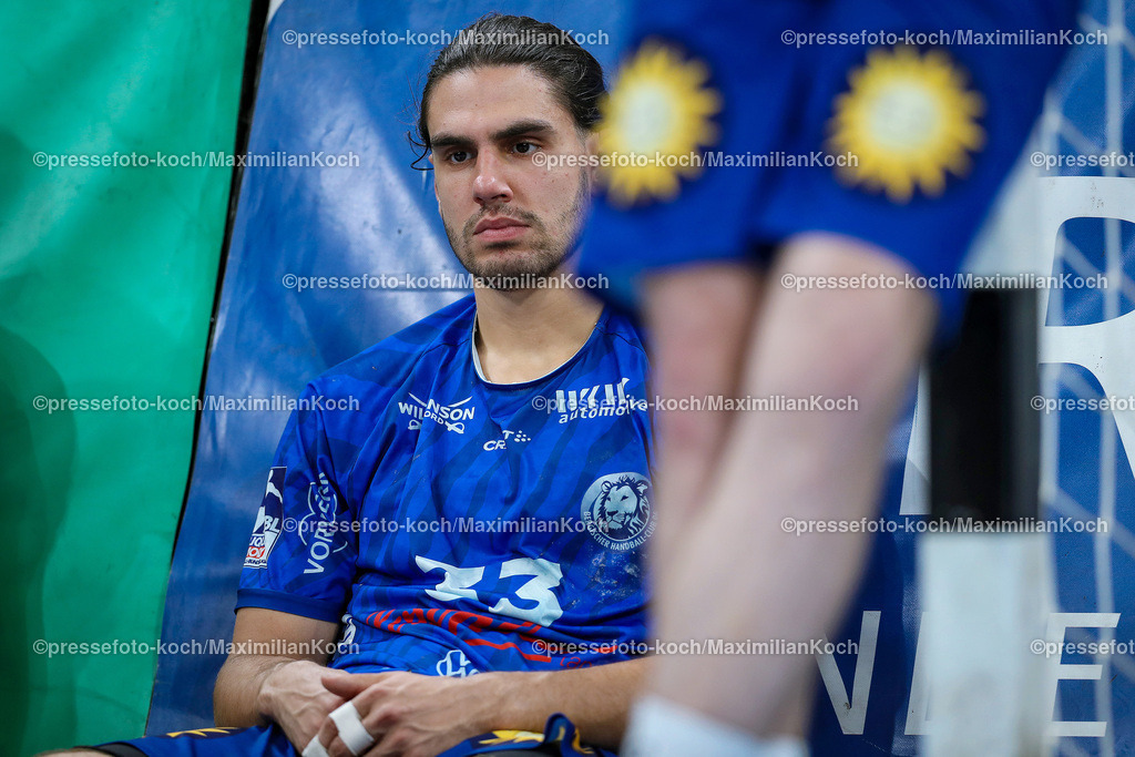 Due1HBL02062402110 | 02.06.2024, Handball, Düsseldorf, PSD-Bank Dome, Liqui Moly Handball Bundesliga, Spieltag 34, Saison 2023 2024, Bergischer HC - SG Flensburg-Handewitt: Enttäuschte Gesichter nach der 30:40 Niederlage und dem Abstieg aus der 1.HBL. Eloy Morante Maldonado (Bergischer HC)