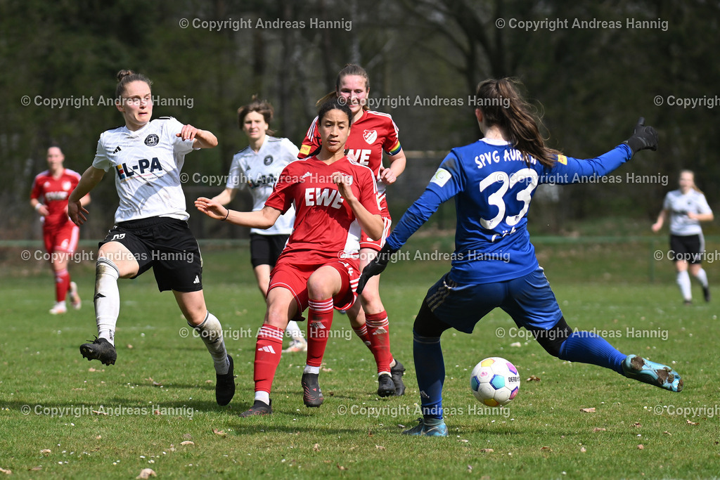 Fußball I Frauen I Saison 2024-25 I Oberliga I FC Jesteburg-Bendestorf - SpVg Aurich Frauen I 13.4.2025 | a-hannig - Realisiert mit Pictrs.com