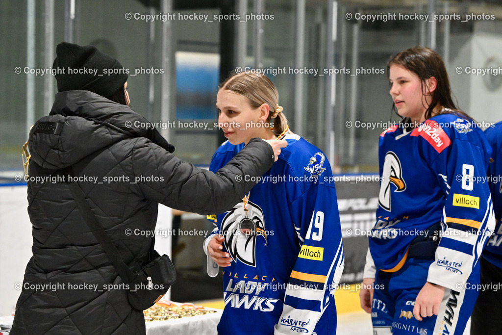 WILDCATS PATERNION & Lady Hawks Siegerehrung-Meisterfeier | Medailienübergabe, #19 Vilgut Sara LADY HAWKS, WILDCATS PATERNION &amp; Lady Hawks Siegerehrung-Meisterfeier, WILDCATS PATERNION &amp; Lady Hawks Siegerehrung-Meisterfeier am 12.03.2025 in Steindorf (Ossiachersee Halle), Austria, (Photo by Bernd Stefan)
