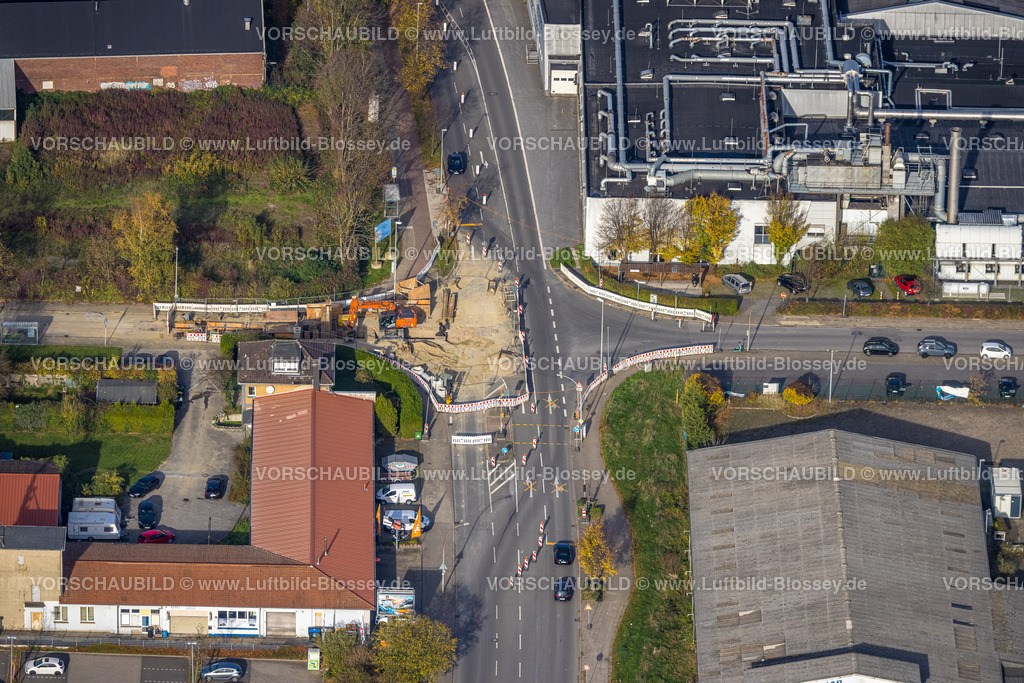 Herne221101296oestlich | Luftbild, Straßenarbeiten Baustelle Am Trimbuschhof Ecke Hölkeskampring, Sodingen, Herne, Ruhrgebiet, Nordrhein-Westfalen, Deutschland