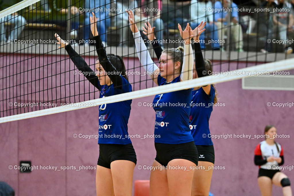 ASKÖ Volley Eagles Villach vs. Fidas Volleys Jennersdorf 5.10.2024 | #18 DUNKL Emilie Fidas Volleys Jennersdorf, #7 KOGELMANN Carina Fidas Volleys Jennersdorf, ASKÖ Volley Eagles Villach vs. Fidas Volleys Jennersdorf 5.10.2024, ASKÖ Volley Eagles Villach vs. Fidas Volleys Jennersdorf am 05.10.2024 in Villach (Ballspielhalle Lind), Austria, (Photo by Bernd Stefan)
