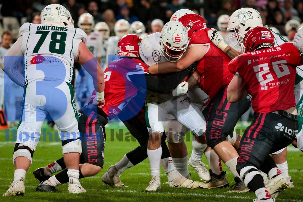  14.10.2023 - 
 | Sebastian Sendlak / Bochumer Nachrichtendienst (BOND) - GFL-Bowl 2023: Schwaebisch Hall Unicorns vs. Potsdam Royals - Realisiert mit Pictrs.com