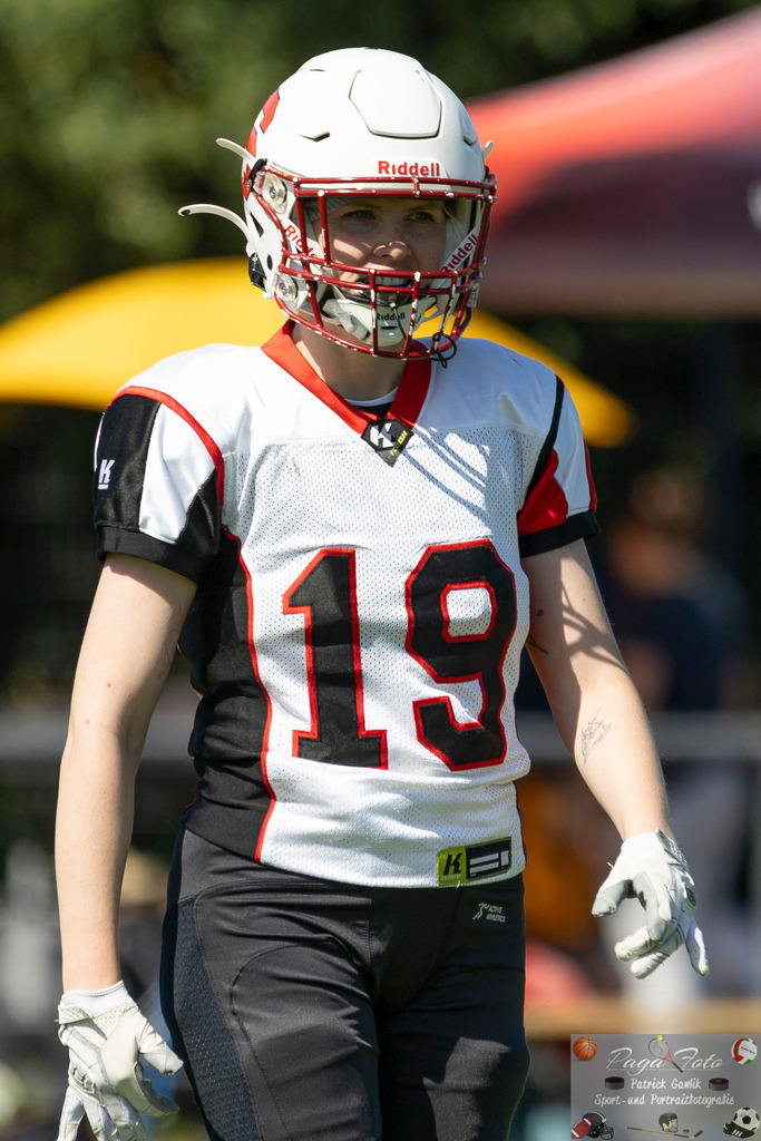 GFLW 1: German Football League Women 1: Rodgau Pioneers Ladies - Stuttgart Scorpions Sisters, 07.06.2026 | Maren Gruber (Stuttgart Scorpions Sisters #19), Freisteller, Portrait / Porträt, Rodgau Pioneers Ladies - Stuttgart Scorpions Sisters, Rodgau, Maingau-Energie-Stadion "Am Weichsee", 7.6.2026 - Realisiert mit Pictrs.com