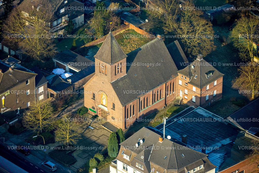Hamm250201095Bockum-Hoevel | Luftbild, römisch-katholische Herz-Jesu-Kirche an der Hammer Straße, Bockum-Hövel, Hamm, Ruhrgebiet, Nordrhein-Westfalen, Deutschland