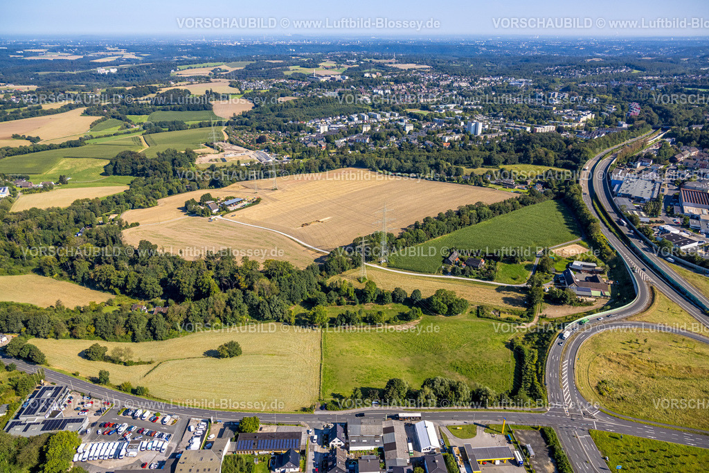 Velbert240812844 | Luftbild, Ortsteil Birth mit Wiesen und Feldern an der Autobahn A44 Ausfahrt Hetterscheidt, Reitanlage und Fahrgemeinschaft Hof Schwarz, Brangenbusch, Velbert, Ruhrgebiet, Nordrhein-Westfalen, Deutschland