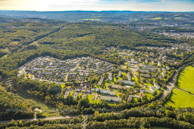 Arnsberg230904381 | Luftbild, Waldsiedlung Wohngebiet Moosfelder Bogen und Moosfelder Ring, Neheim, Arnsberg, Sauerland, Nordrhein-Westfalen, Deutschland
