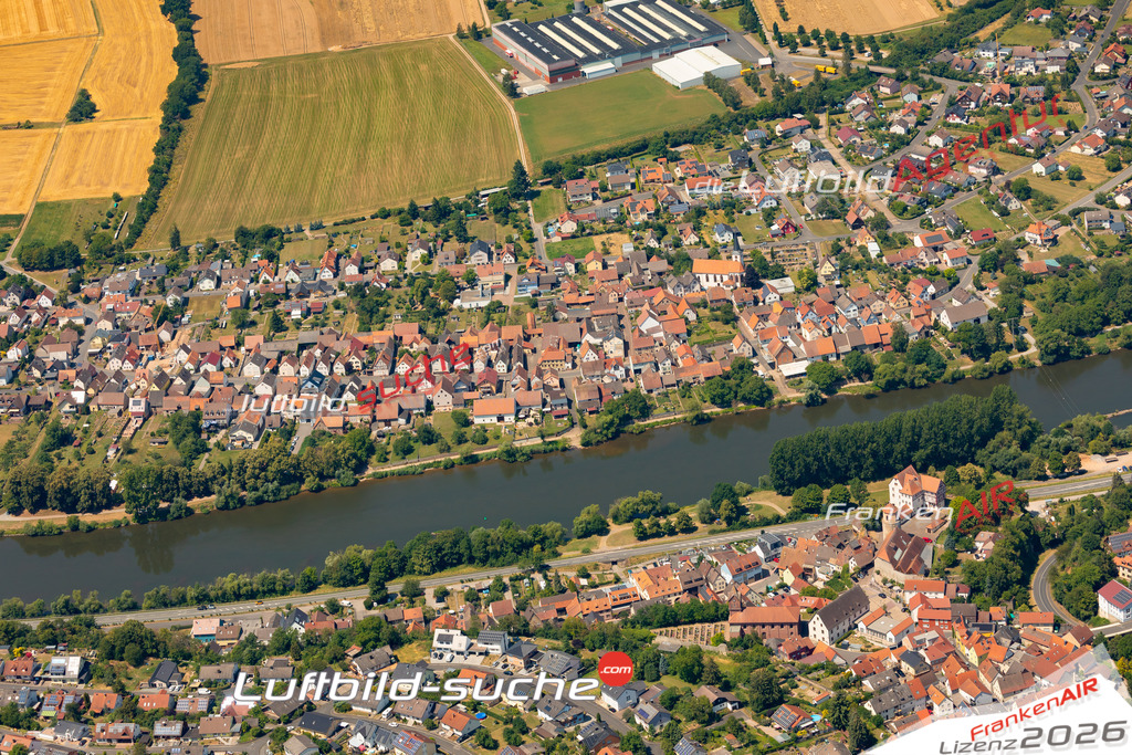 Das Luftbild zeigt : Trennfeld Main Ufer Triefenstein - Die Luftaufnahme wurde 2023 vom UL-Flugzeug aus erstellt ( keine Drohne ) - Hochauflösende Luftaufnahme - Für grossformatige Ausdrucke geeignet. Die Geschenkidee !Mit Lizenz und Bildrechte bestellbar