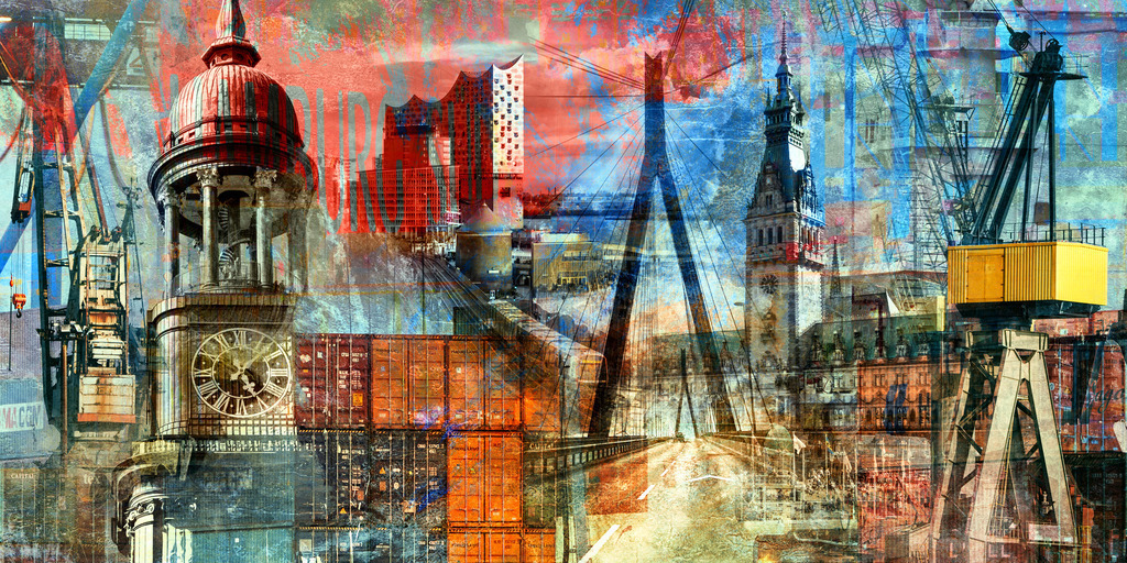 10221204 - Hamburg Collage 059 | Modernes abstraktes Hamburg Bild im unverkennbaren Fotowelt-Hamburg Stil.