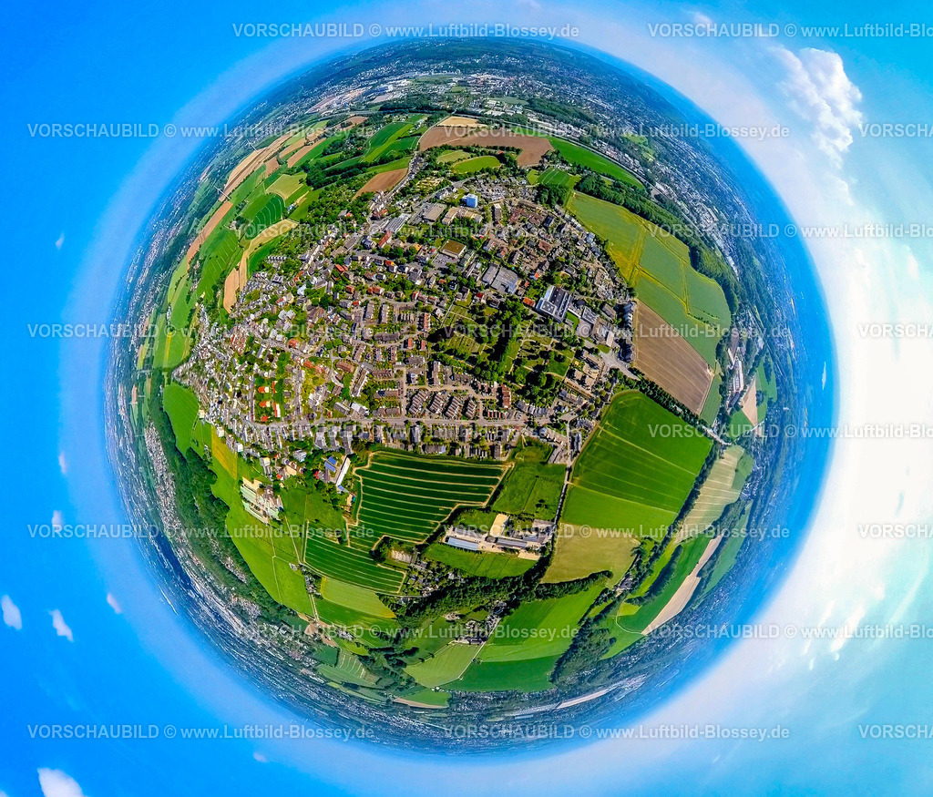 Witten240590402Stockum | Luftbild von Witten, Stadtteil Witten- Stockumfischaugen, Fischaugenaufnahme, fish-eye, Ruhrgebiet, Nordrhein-Westfalen, Deutschland