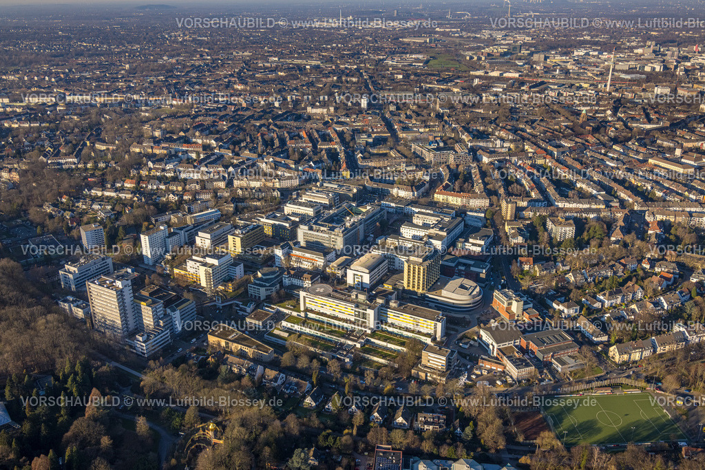 Essen230201593 | Luftbild, Universitätsklinikum Essen mit Baustelle, Holsterhausen, Essen, Ruhrgebiet, Nordrhein-Westfalen, Deutschland
