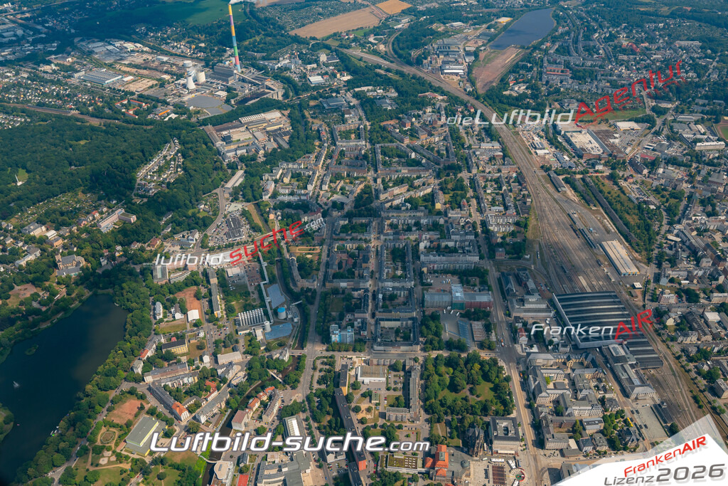 aktuelles Luftbild von Muehlenstrasse Chemnitz - Luftaufnahme wurde 2018 von https://frankenair.de mittels Flugzeug (keine Drohne) erstellt.