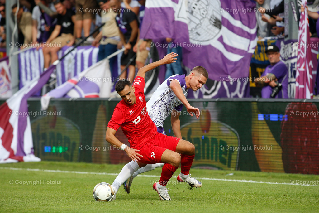 A_LUI_26072025_14 | SPORT,FUSSBALL,UNIQA OEFB CUP 1.RUNDE   26.07.2025 ASKOE OEDT-AUSTRIA SALZBURG IM BILD: FILIP BRESKIC  (OEDT) UND DARIO BIJELIC (SALZBURG) FOTO:FOTOLUI